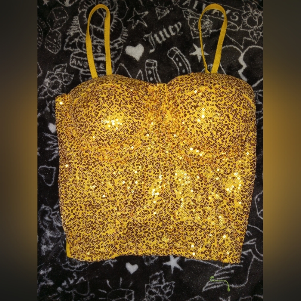 SEVEN SEAS SEQUINS BUSTIER CROP TOP size M